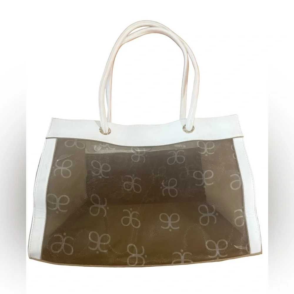 Arbonne Consultant Souvenir Purse White See-Through Mesh Plus 2  Bags Small